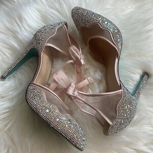 Elegant Rhinestone Embellished Pink Heels